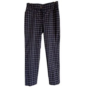 89th + Madison Navy Blue Rayon Blend Windowpane Check Trousers Pants Size 8